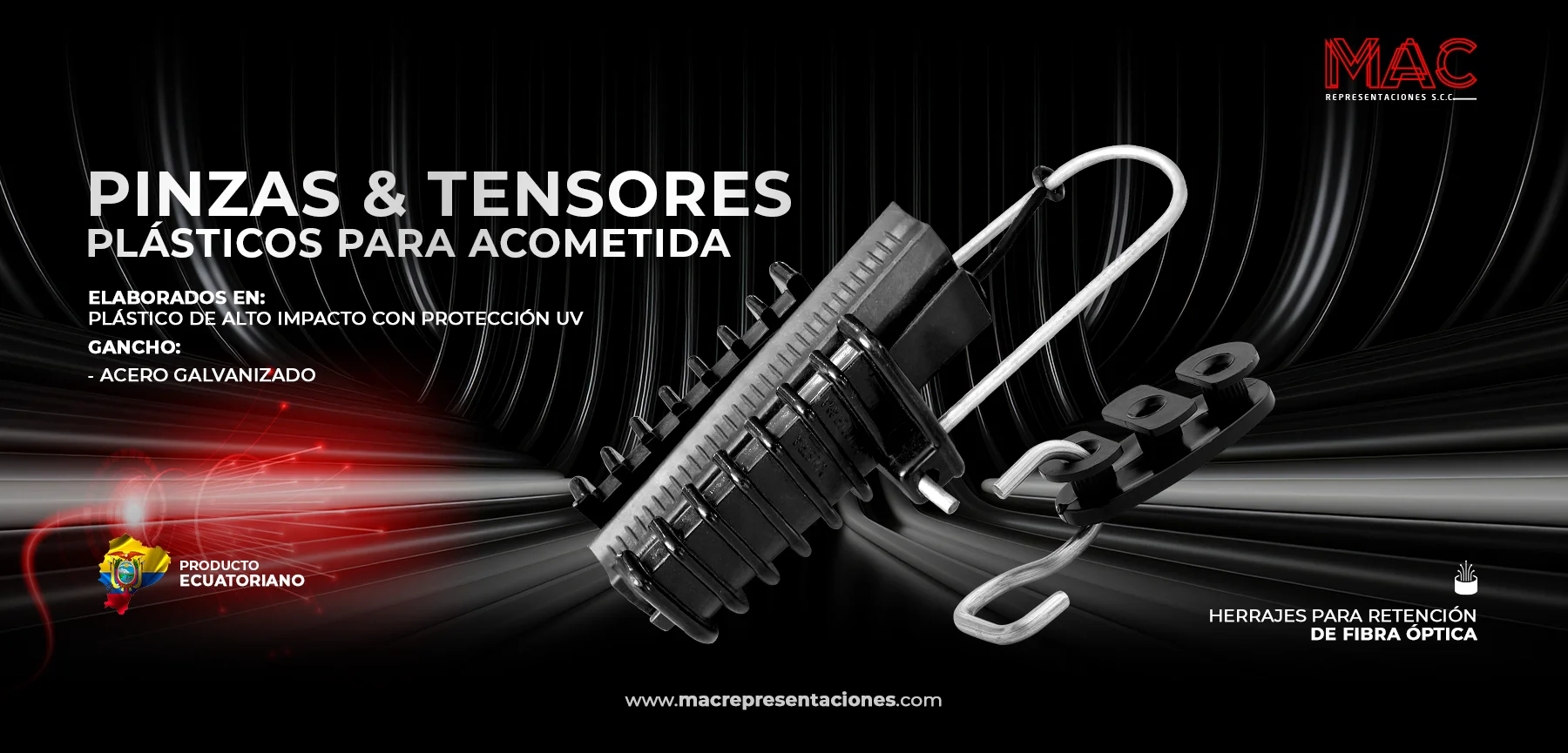 pinzas y tensores plásticos para acometida