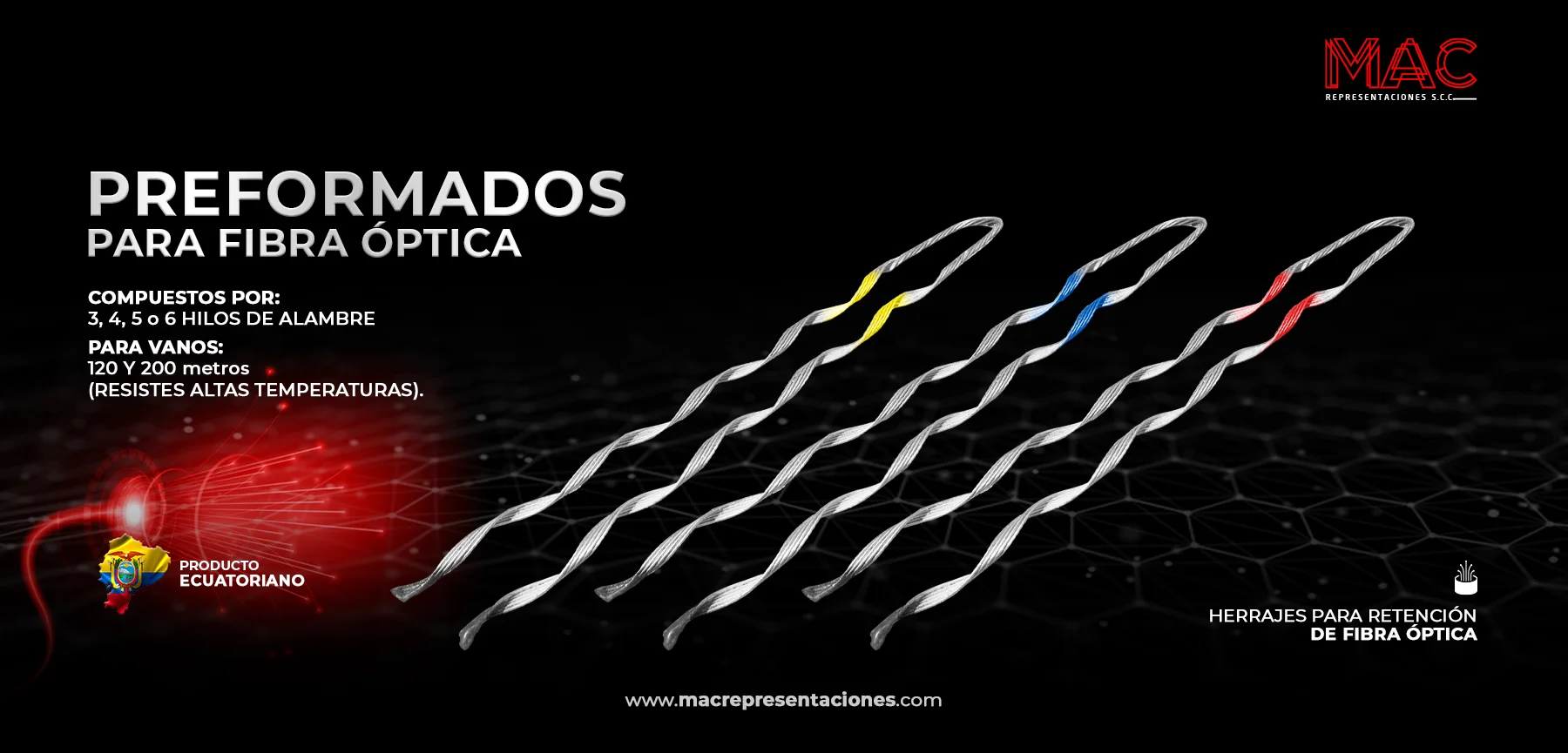 preformados para fibra óptica